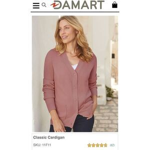 Damart Classic Cardigan in deep red excellent pre owned condition $50 Msrp Large